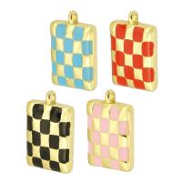 Enamel Brass Pendants, Rectangle, high quality gold color plated Approx 1mm 