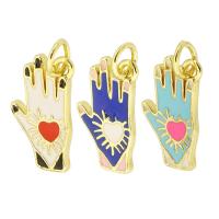 Enamel Brass Pendants, Hand, high quality gold color plated Approx 3.5mm 