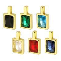 Cubic Zirconia Micro Pave Brass Pendant, Rectangle, high quality gold color plated, micro pave cubic zirconia Approx 2mm 