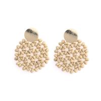 Wood Earring, Zinc Alloy, with Wood, fashion jewelry & for woman, beige 