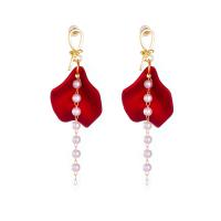 Plastic Pearl Zinc Alloy Earring, with Plastic Pearl, stoving varnish, fashion jewelry & for woman 70mm 