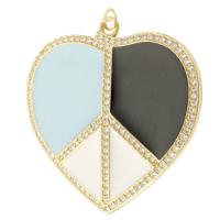 Cubic Zirconia Micro Pave Brass Pendant, Heart, gold color plated, fashion jewelry & DIY & micro pave cubic zirconia & for woman & enamel, multi-colored Approx 3mm 