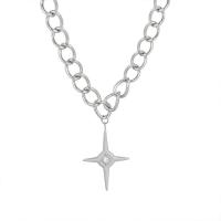Titanium Steel Jewelry Necklace, with Cubic Zirconia, Cross, for woman, original color Approx 45 cm 