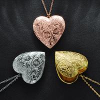 Fashion Locket Necklace, 304 Stainless Steel, Heart, fashion jewelry & with photo locket & for woman 39.8*42.3mm,2mm Approx 17.72 Inch 