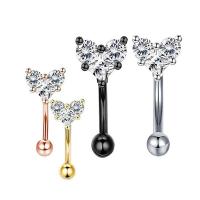 Stainless Steel Ear Piercing Jewelry, 304 Stainless Steel, Vacuum Ion Plating, fashion jewelry & Unisex & micro pave cubic zirconia 