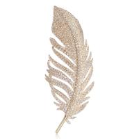 Cubic Zirconia Brooch, Brass, Feather, plated, fashion jewelry & micro pave cubic zirconia & for woman 