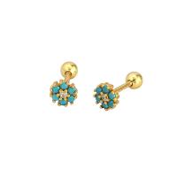 Cubic Zirconia Micro Pave Sterling Silver Earring, 925 Sterling Silver, with turquoise, plated, micro pave cubic zirconia & for woman 11.5mm 