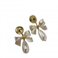 Messing Tropfen Ohrring, mit Kunststoff Perlen, goldfarben plattiert, für Frau, 40mm, verkauft von Paar