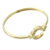 Brass Cuff Bangle, Moon, gold color plated, Adjustable & fashion jewelry & micro pave cubic zirconia & for woman, golden 