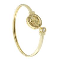 Brass Cuff Bangle, gold color plated, Adjustable & fashion jewelry & micro pave cubic zirconia & for woman, golden 