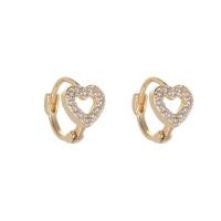 Cubic Zirconia Micro Pave Brass Earring, gold color plated & micro pave cubic zirconia & for woman 