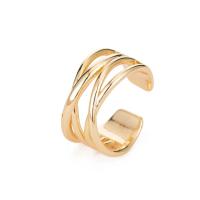 Палец кольцо-латунь, Латунь, плакирован золотом, Регулируемый & Женский & отверстие, продается PC