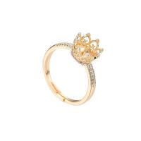 Wholesale Brass Ring Setting, gold color plated, Adjustable & micro pave cubic zirconia & for woman 