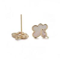 Brass Earring Drop Component, pendant & earring, with Shell, Cloud, gold color plated & micro pave cubic zirconia & for woman 