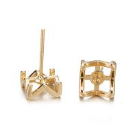 Brass Earring Stud Component, gold color plated, fashion jewelry & for woman 