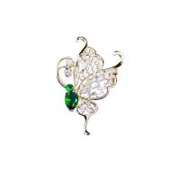 Cubic Zirconia Brooch, Brass, Butterfly, gold color plated, micro pave cubic zirconia & for woman & hollow 