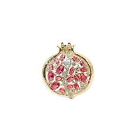 Cubic Zirconia Brooch, Brass, Garnet, gold color plated, micro pave cubic zirconia & for woman 