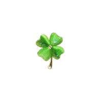 Acrylic Brooch, with Brass, Four Leaf Clover, gold color plated, fashion jewelry & Unisex 
