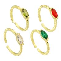 Кубическое цирконовое латунное кольцо, Латунь, высококачественное золотое гальванопокрытие, Регулируемый & инкрустированное микро кубического циркония & Женский, Много цветов для выбора размер:6, продается PC