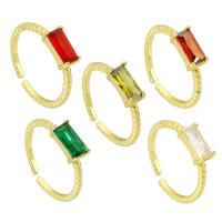 Circón cúbico anillo de dedo de latón, metal, color del oro de la alta calidad chapado, Ajustable & micro arcilla de zirconia cúbica & para mujer, más colores para la opción, 9x5mm, tamaño:6, Vendido por UD