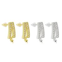 Brass Earring Drop Component, high quality plated, micro pave cubic zirconia & for woman 20mm 