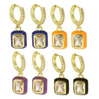 Huggie Hoop Drop Earring, laiton, couleur de haute qualité d'or plaqué, pavé de micro zircon & pour femme & émail, plus de couleurs à choisir, 26mm, Vendu par paire