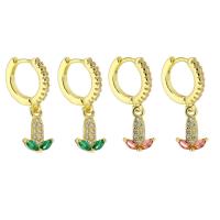 Huggie Hoop Drop Earring, laiton, couleur de haute qualité d'or plaqué, pavé de micro zircon & pour femme, plus de couleurs à choisir, 23mm, Vendu par paire