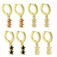 Huggie Hoop Drop Earring, laiton, couleur de haute qualité d'or plaqué, pavé de micro zircon & pour femme, plus de couleurs à choisir, 23mm, Vendu par paire