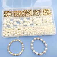 CCB Plastic Beads, Copper Coated Plastic, with Plastic Box & Plastic Pearl, DIY 