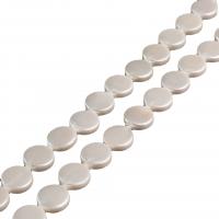 Muschelkern Perle, flache Runde, verschiedene Größen vorhanden, weiß, Länge:ca. 15.75 ZollInch, verkauft von Strang