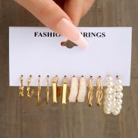 Plastic Pearl Zinc Alloy Earring, with Plastic Pearl, 6 pieces & fashion jewelry & for woman 