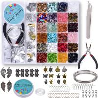 Kit de bricolage bijoux conclusion, Pierre naturelle, avec Boîte en plastique, DIY, couleurs mélangées Vendu par boîte