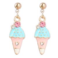 Enamel Zinc Alloy Drop Earring, with Acrylic, Ice Cream, gold color plated, fashion jewelry & for woman, multi-colored 