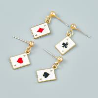 Enamel Zinc Alloy Drop Earring, Poker, gold color plated, fashion jewelry & for woman 