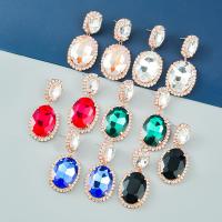 Zinc Alloy Rhinestone Drop Earring, gold color plated, fashion jewelry & for woman & with glass rhinestone & with rhinestone 