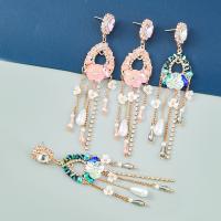 Fashion Fringe Earrings, Zinc Alloy, with Resin, fashion jewelry & for woman & with rhinestone 