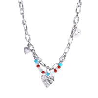 Zinc Alloy Cubic Zirconia Necklace, with Acrylic, with 6cm extender chain, high quality plated, fashion jewelry & micro pave cubic zirconia & for woman, multi-colored .3 cm 