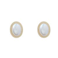 Kunststoff Perle Zink Legierung Ohrring, Zinklegierung, mit ABS-Kunststoff-Perlen, vergoldet, Modeschmuck & für Frau, goldfarben, 25x20mm, verkauft von Paar