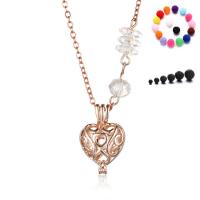 Edelstahl Schwimm Charme-Halskette, Messing, mit Kristall, Herz, plattiert, für Frau & hohl, keine, 20-30mm, Länge:ca. 38 cm, verkauft von PC