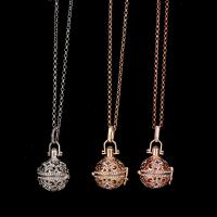 Floating Charm Necklace, Brass, plated, for woman & with rhinestone & hollow 20-30mm Approx 38 cm 