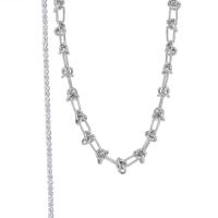 Titanium Steel Jewelry Necklace, with Cubic Zirconia, with 5cm extender chain, for woman, original color, 300mm Approx 41 cm 