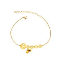 Titanium Steel Anklet, with 5cm extender chain, Vacuum Ion Plating, for woman, golden, 12mm,7mm Approx 20 cm 