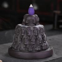 Incense Smoke Flow Backflow Holder Ceramic Incense Burner, Purple Clay, handmade, for home and office & durable 