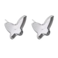 Stainless Steel Earring Stud Component, 304 Stainless Steel, Butterfly, fashion jewelry & DIY, original color, 14*12mm,0.8mm 