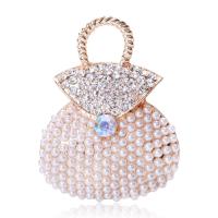 Rhinestone Zinc Alloy Brooch, with Plastic Pearl, Handbag, plated, fashion jewelry & with rhinestone 