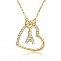 Cubic Zircon Micro Pave Brass Necklace, Heart, plated & micro pave cubic zirconia & for woman Approx 17.7 Inch 