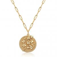 Brass Jewelry Necklace, gold color plated & with flower pattern & for woman Approx 17.7 Inch 