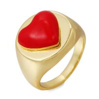 Палец кольцо-латунь, Латунь, плакирован золотом, разный размер для выбора & различные модели для выбора & Женский & эмаль, Много цветов для выбора, продается PC