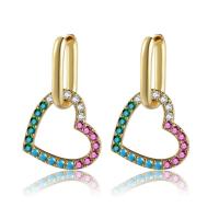 Huggie Hoop Drop Earring, laiton, Placage de couleur d'or, styles différents pour le choix & pavé de micro zircon & pour femme, multicolore Vendu par paire