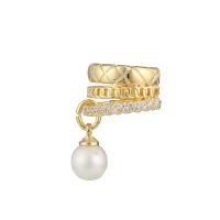 Earring Cuff and Wraps, Brass, with Shell Pearl, plated & micro pave cubic zirconia & for woman 